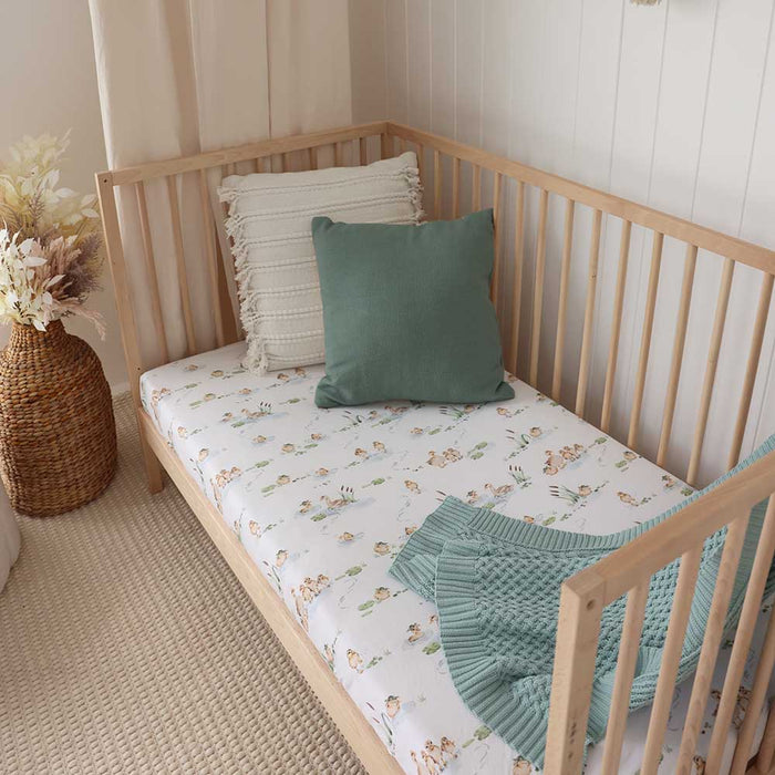 Snuggle Hunny Organic Fitted Jersey Cotton Cot Sheet - Duck Pond