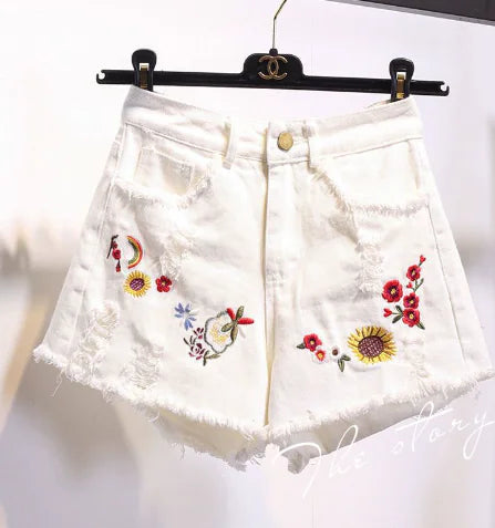 The Elegance High-Waist Denim Shorts