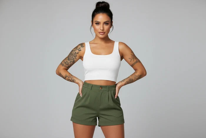 The High Rise Twill Shorts
