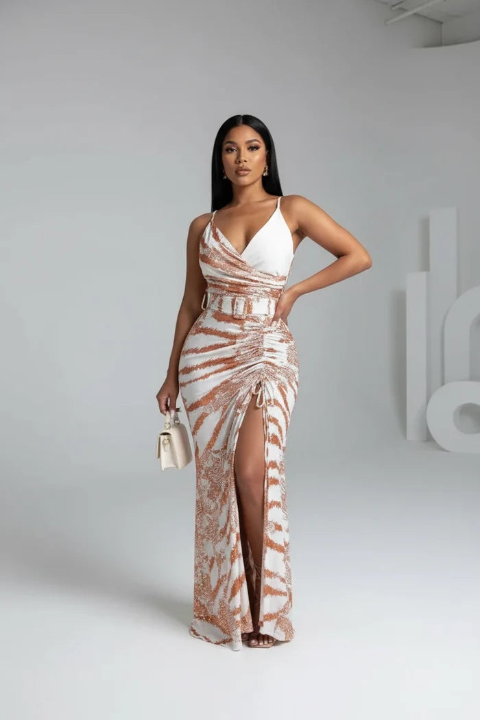 The Ladies' Spring/Summer Elegant V-Neck Daywear Dress