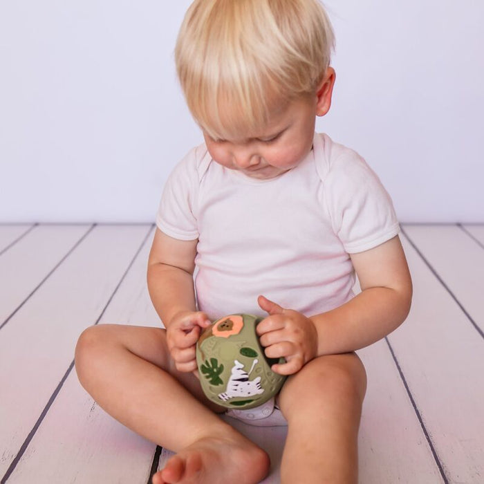 Tikiri My First Grabbing Ball Natural Rubber Toy -  Safari Green