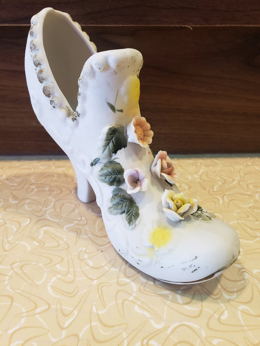 White floral porcelain shoe