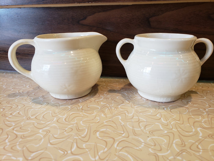 White Vintage Cream and Sugar Bowl set