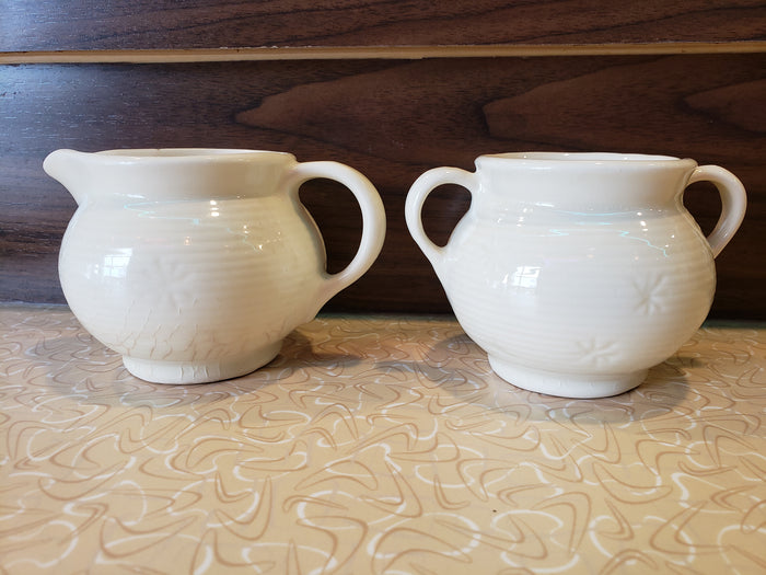 White Vintage Cream and Sugar Bowl set
