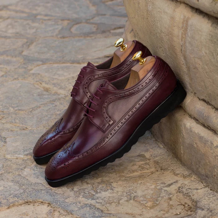 Zonta longwing blucher burgundy leather dress shoes